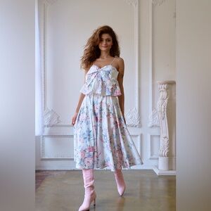 Selkie The Cotswolds Sangria Skirt Floral A-Line Midi Size Small NWT